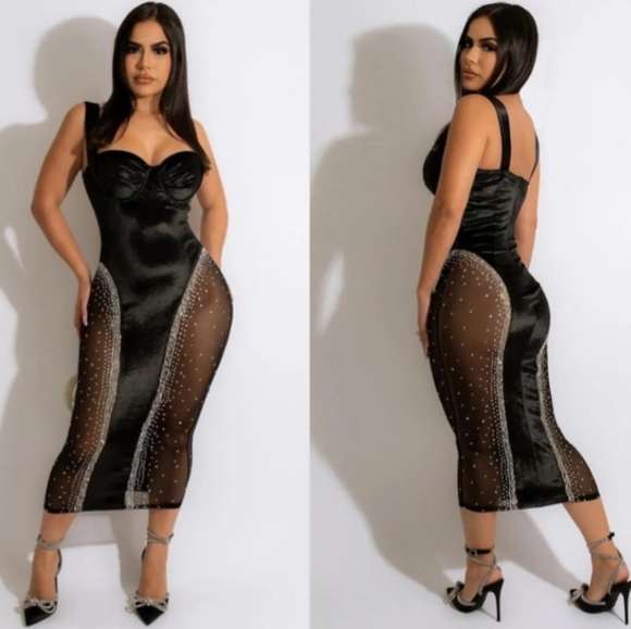 Black Rhinestone Dress - Picture 2 of 2